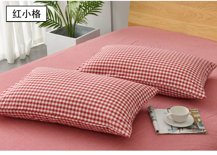 Giặt vỏ gối bằng vải cotton tốt Vỏ gối 48x74cm lưới màu cotton đơn giản - Gối trường hợp