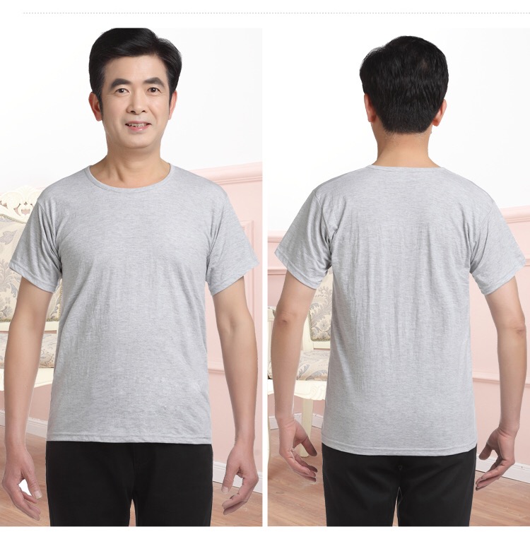 Áo sơ mi cotton trung niên cotton mùa hè nam rộng rãi áo cotton rộng kích thước cổ tròn tay áo ngắn phần mỏng bố áo lót nam chính hãng