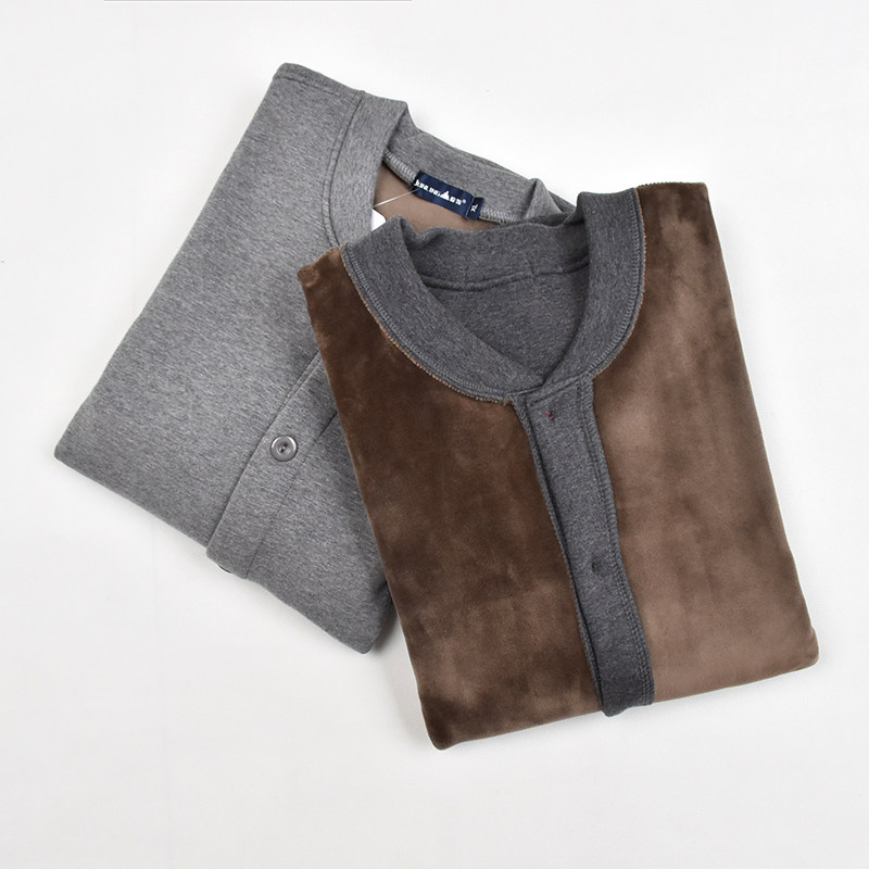 Middle Aged Fever Coat Men's Thickened Gush Open Body Warm Blouse Winter Anti-Chill Gush Lingerie Can Be Worn Out 