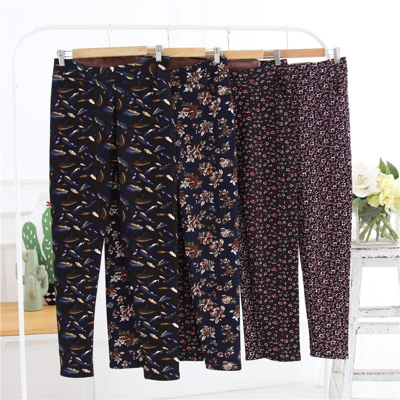 Mùa thu đông mới quý cô cộng với quần nhung ấm phần mỏng siêu mềm nhung legging co giãn chân quần mẹ mặc quần hoa quần giữ nhiệt đẹp