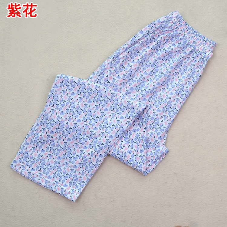 Mùa hè phụ nữ trung niên ngủ quần cotton cộng với phân bón để tăng quần nhà dệt kim cotton phần lớn quần mỏng điều hòa quần quần mặc nhà cho nam giới