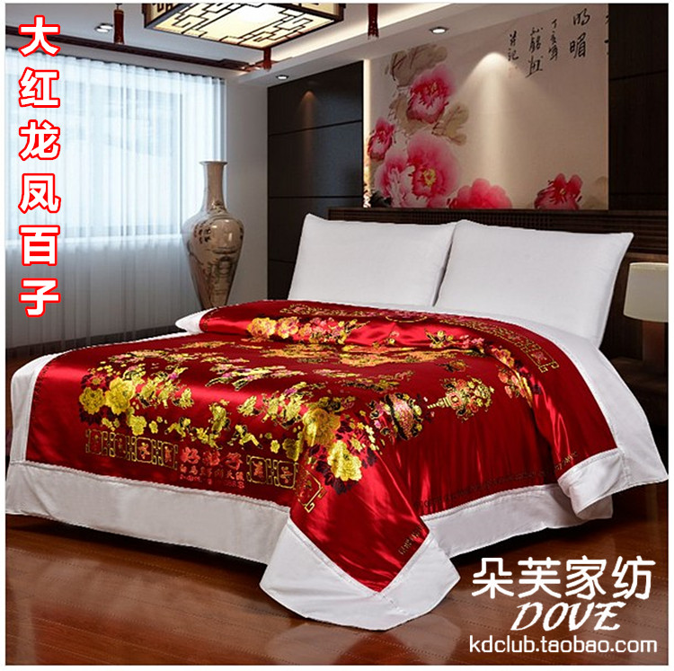 Hàng châu lụa đám cưới quilt cover mềm giả mạo quilt lụa giả mạo trắng quilt quilt thổ cẩm damask cưới quilt bởi rồng và phượng