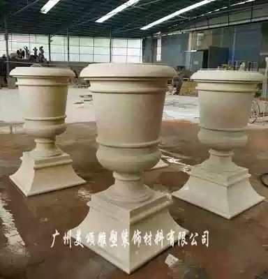 Sandstone relief European flowerpot column pier base garden landscape ornaments glass fiber sand sculpture decorative stone flower bowl