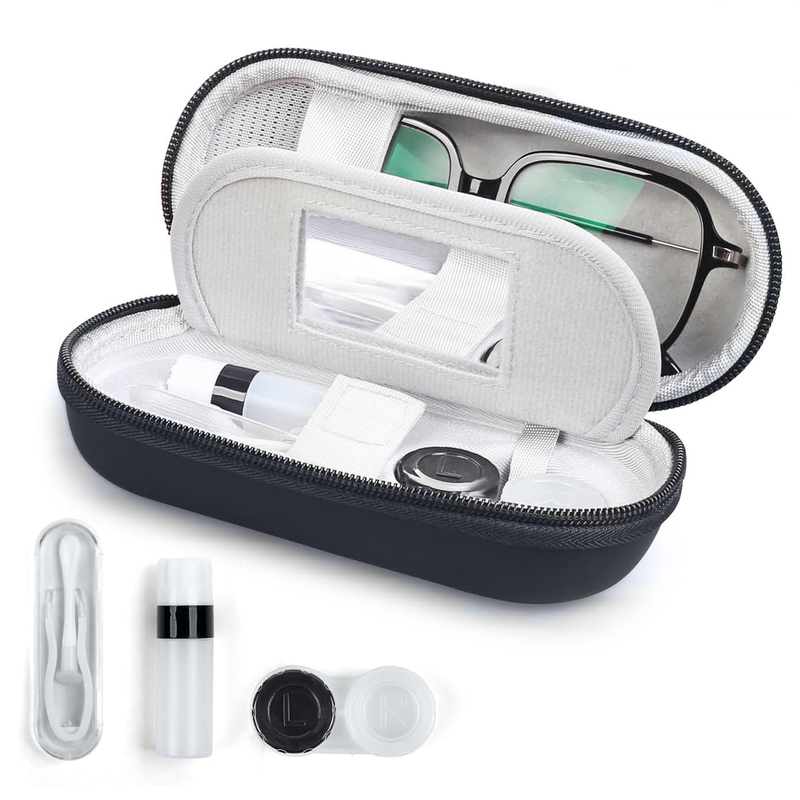 Two-In-One Glasses Case, Double-Layer Dual-Use Contact Lens Case, Double Box, Anti-Pressure Portable Dual-Use Contact Lens Case, Storage Box