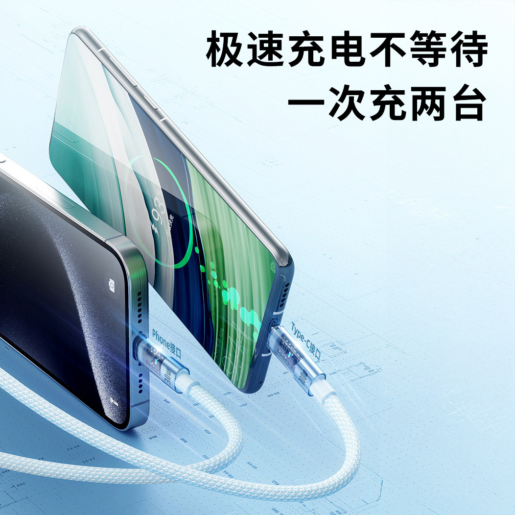 Suitable for Apple Data Cable iPhone 16 Pro Max, Universal for 15 Plus, Charger for 14, 13 Mini, Two-In-One Pd 30W Fast Charging, Dual Type-C Plug, Car Charger, Carplay Flash Charging