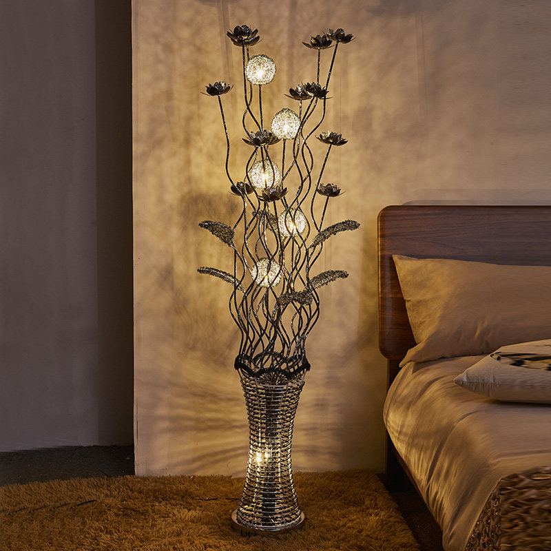 Floor lamp Bedroom Nordic ins Wind Living room TV Sofa Edge Creativity Decoration Vertical Mesh Red Floor Lamp