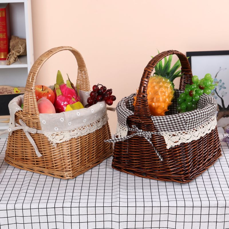 Storage basket willow rattan flower basket picnic basket egg basket shopping basket gift outdoor artifact basket fruit basket