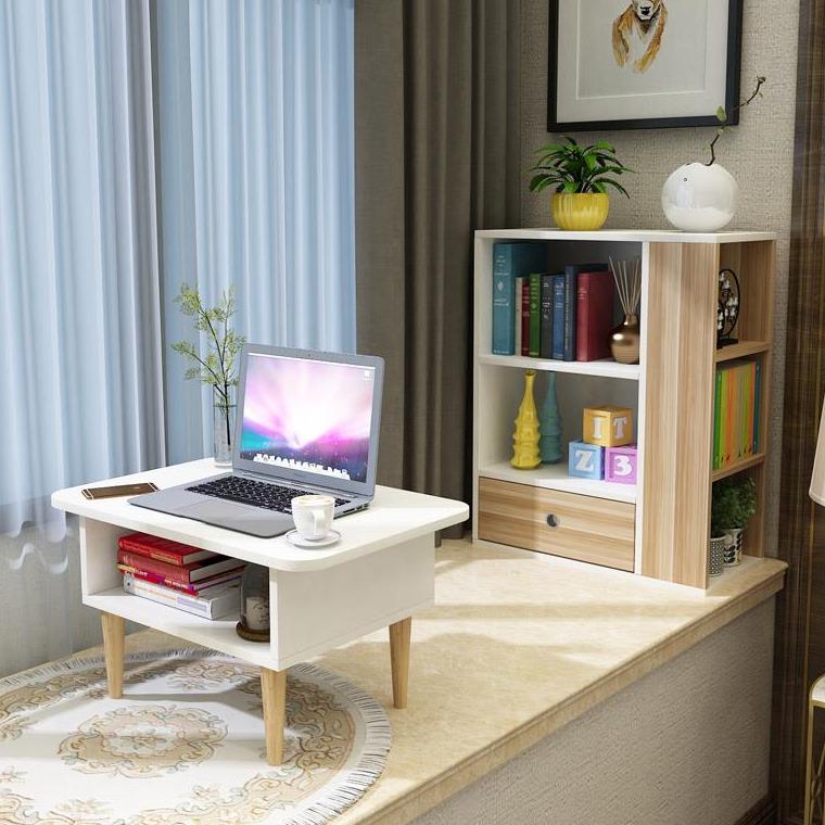 Tatami small tatami table combined bedroom balcony small desk window cabinet desk bookcase one shelf