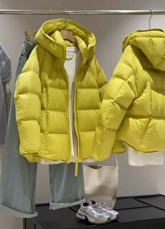 9/20 Yellow Mid-Length Thickened 90 White Duck down Jacket 9/20 Yellow Mid-Length Thickened 90 White Duck down Jacket