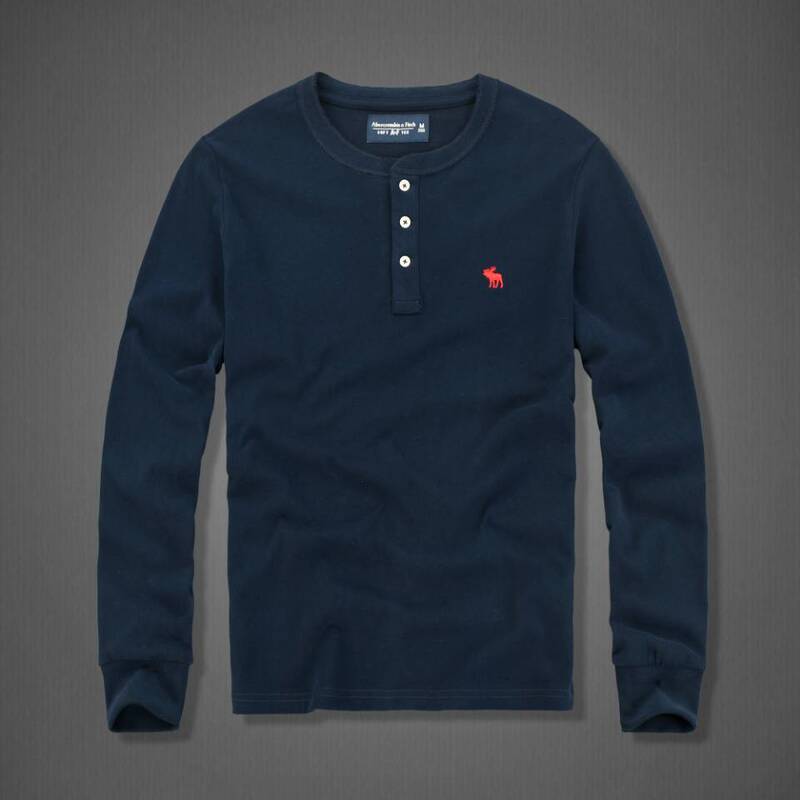 Abercrombie & Fitch Men's Long-Sleeved T-Shirt, Cotton Outerwear, Casual Henley Shirt, Versatile Abercrombie & Fitch Men's Long-Sleeved T-Shirt, Cotton Outerwear, Casual Henley Shirt, Versatile