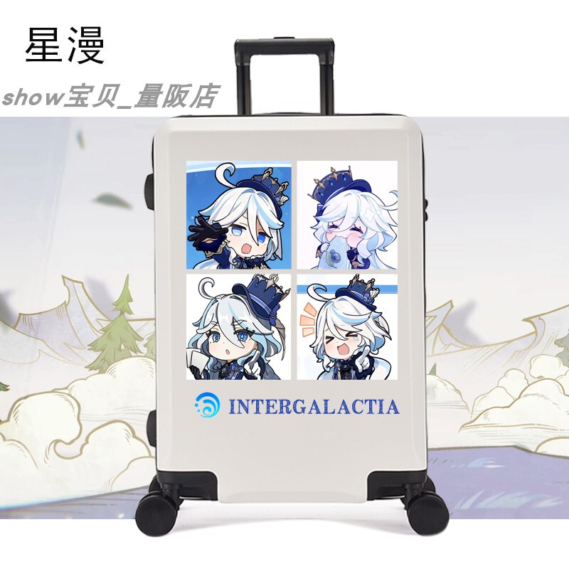 Anime Genshin Impact Funina Peripheral Luggage Trolley Case for Men 26inch Suitcase Universal Wheel Password Leather Case Wear-Resistant