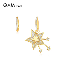 French GAM Meteor across earrings female summer niche design sense asymmetry 2021 New Tide 925 silver