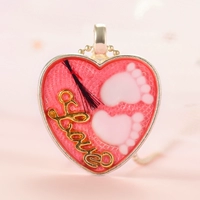 Розовая серебряная подвеска в форме сердца, цепочка