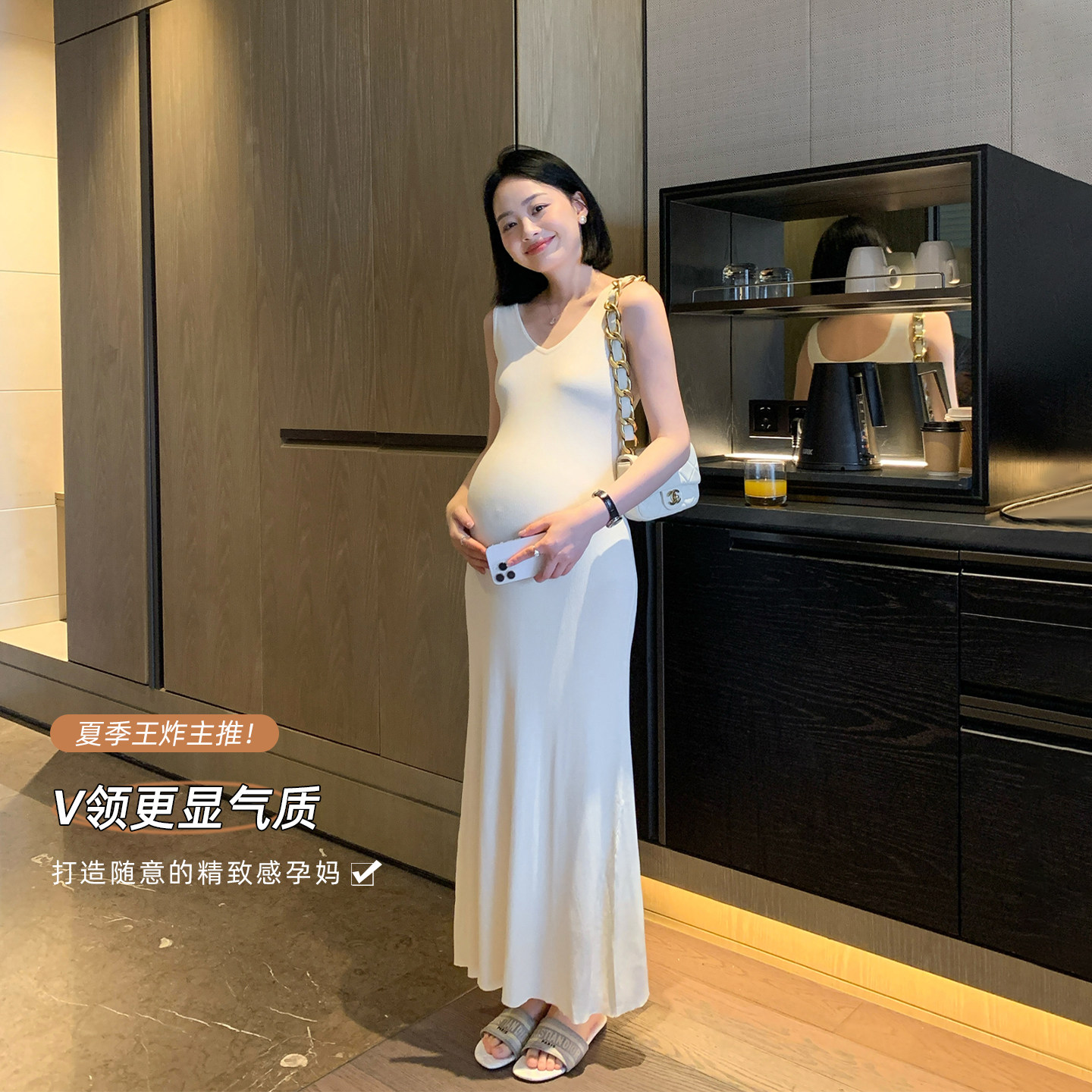 green emerald velvet dress Small fresh floral maternity dress summer dress fashion gentle wind ch –  Lee Nhi Boutique main image 1