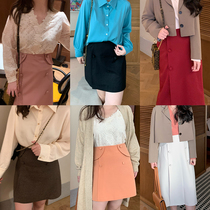 toe tendons toe fat custom 2020 autumn and winter new high-waisted breasted skirt womens large size thin short skirt