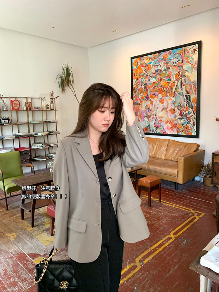 Toe tendons (spot)fat MM tone artist retro suit female wild Korean version loose thin jacket