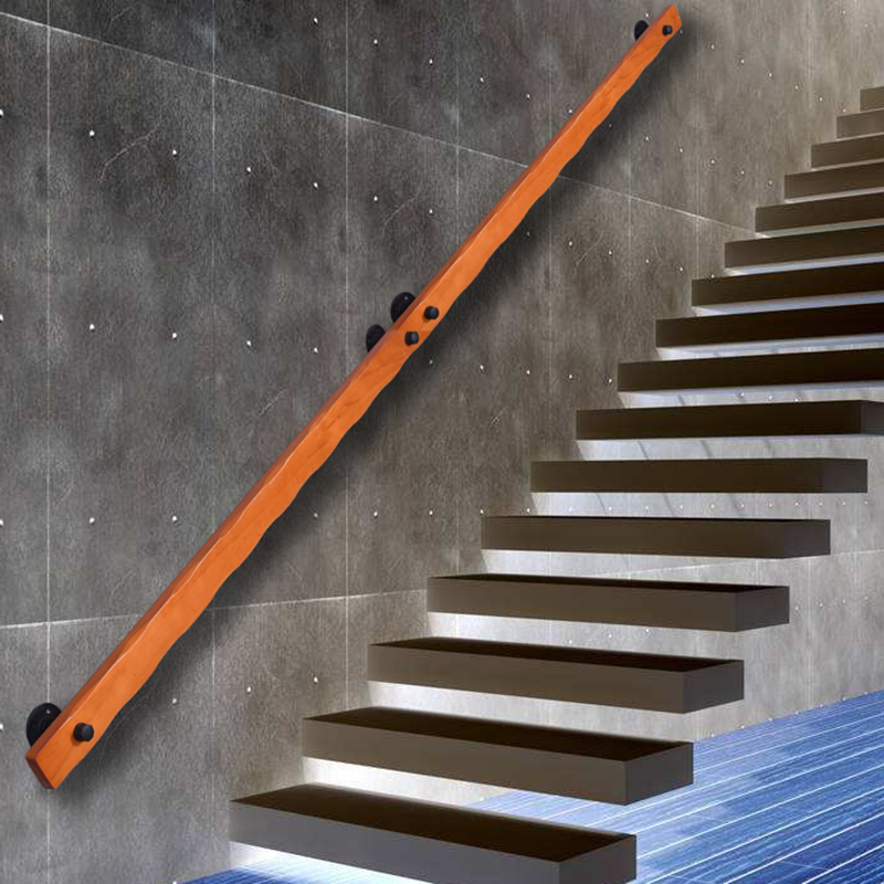 Solid wood stair handrail wall corridor Attic villa guardrail Channel handle Household elderly children anti-slip railing