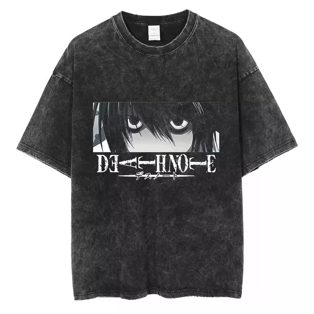 Японский аниме Death Note Wash Black Cotton T -футболка MISА LAWLIET черная майка-весна лето Street
