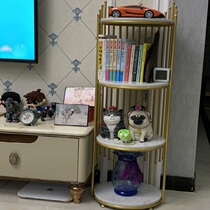 Bird Cage Shelf-Floor Iron Art Semi-Double Layer Net Red Cosmetics Containing Living Room American Marble Rockboard Light Extravagant