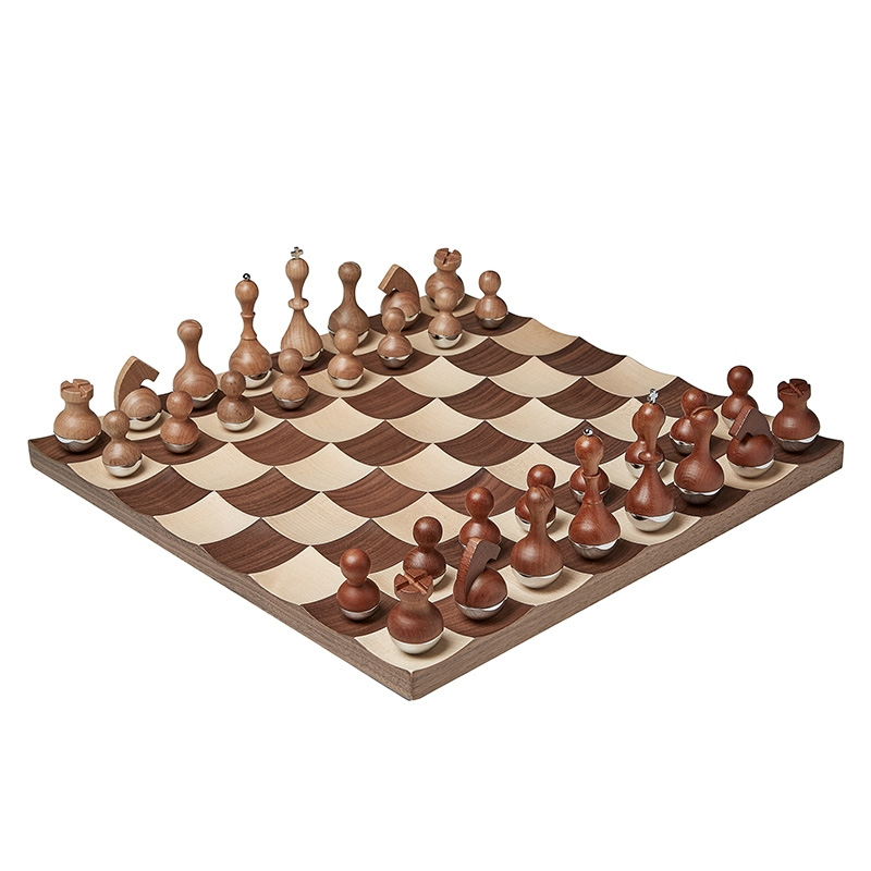 Canada Umbra high-grade solid wood children adult tumbler creative chess board set walnut color