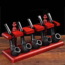 Red gum wood straight row vertical pipe rack five-position pipe rack detachable pipe seat multi-position pipe display rack