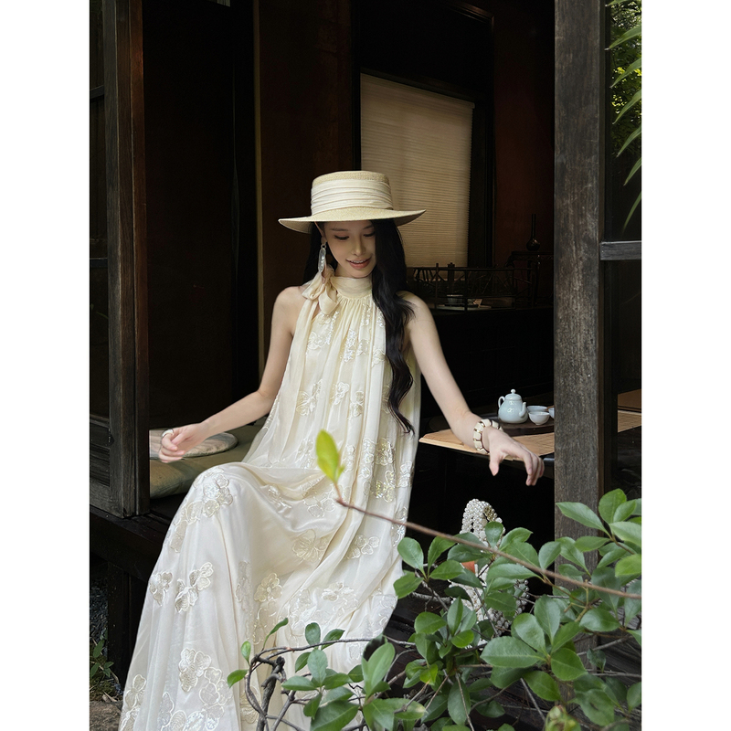 Chuchuelara Heavy Embroidery | Floral Dress for Women, Sleeveless, Summer, Loose Fit, Long Skirt