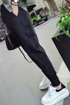 Broken code clearance autumn and winter sports pants womens cotton loose bundle feet plus velvet thick sweat pants slim black nine-point pants