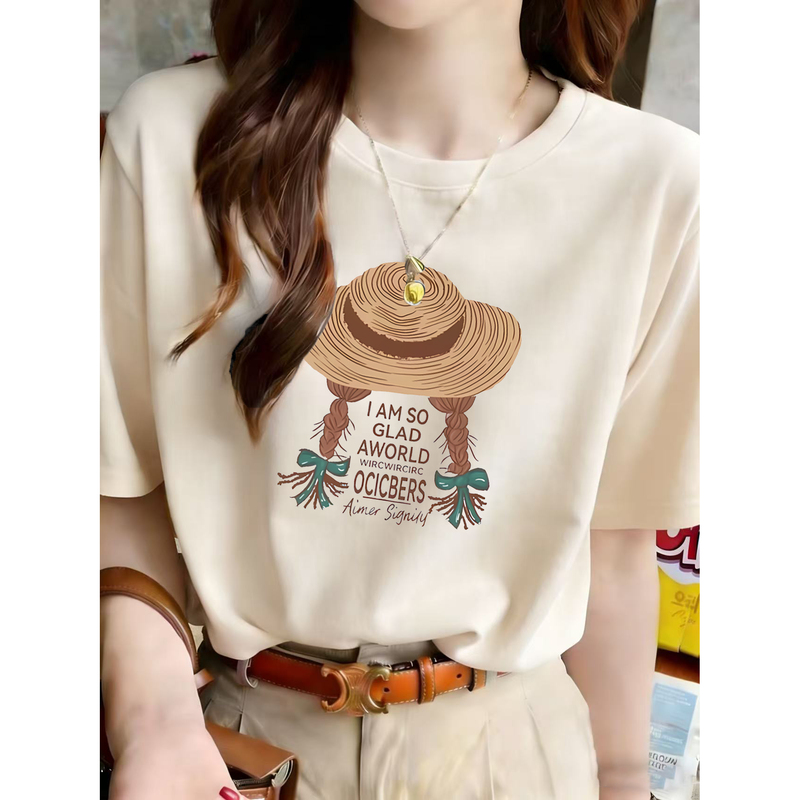 2026 New Style Snowflake Cotton T-Shirt for Women, Short-Sleeved, Fashionable, Versatile, Stylish, Thin Top, Base Shirt for Summer