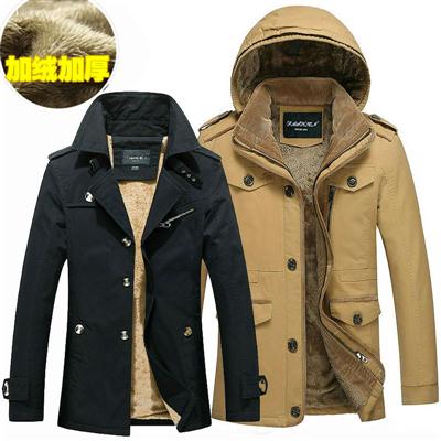 Autumn and winter coat men's mid-length version plus velvet thick warm cotton coat Korean version of the trend of self-cultivation and handsome youth cotton coat