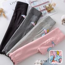 Baby leggings autumn and winter plus velvet baby open gear big pp thickening 0-1-2 years old girls wooden ear pants