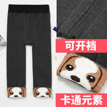 Winter female baby leggings baby pantyhose children pantyhose plus velvet padded padded male baby cotton socks warm fleece pants