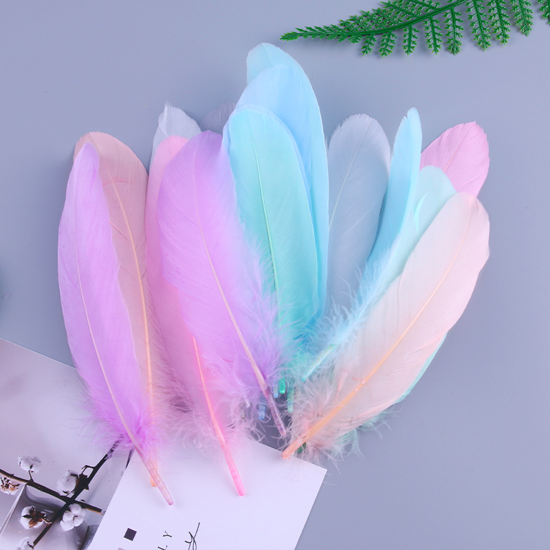 50 pieces of macaron color small hard floating feather goose feather dream catcher cat stick decoration diy handmade clothing accessories