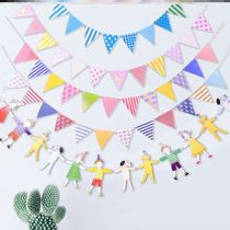 Bunting Triangle string flag decoration hanging flag Cartoon banner Baby Ocean wind Nordic welcome supplies Charm shop