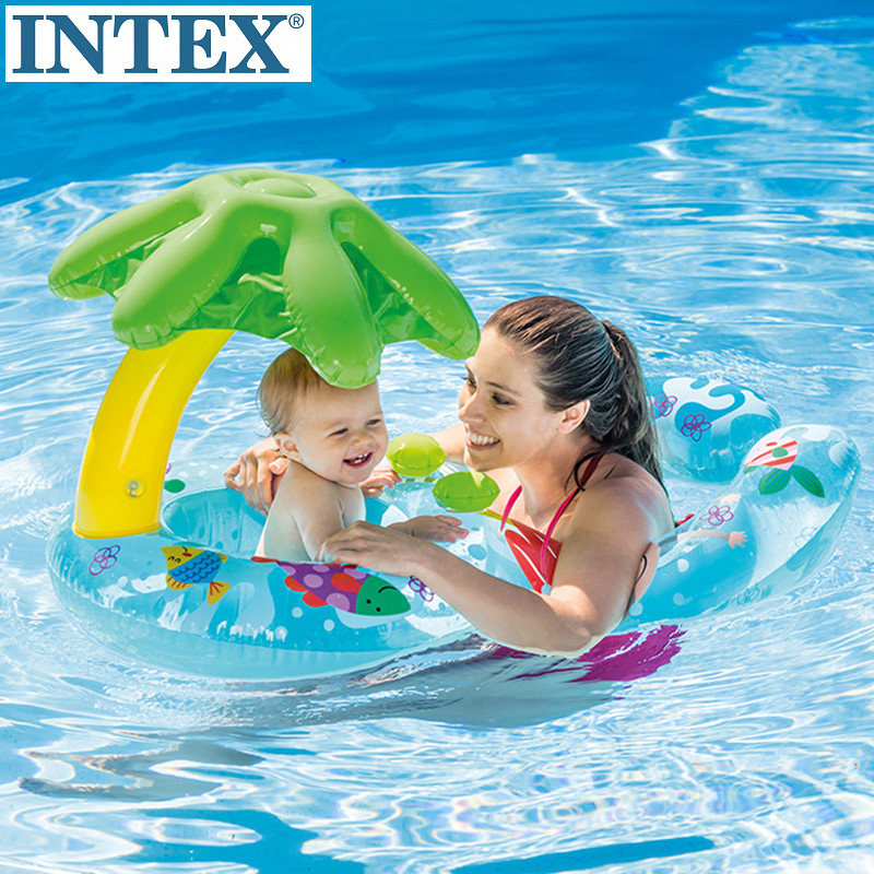 INTEX children shading swimming circle male and female baby sitting circle parent-child inflatable lifebuoy baby mother-son floating circle