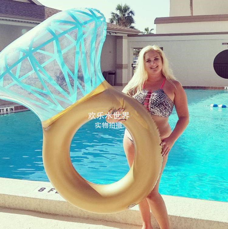 Hot INS inflatable big diamond ring swimming ring adult water floating bed children playing in the water net red holiday floating row