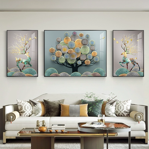 Гостиная декоративная живопись современная минималистская диван фоновая стена висящая картина Легкая роскошная высокая картинка.