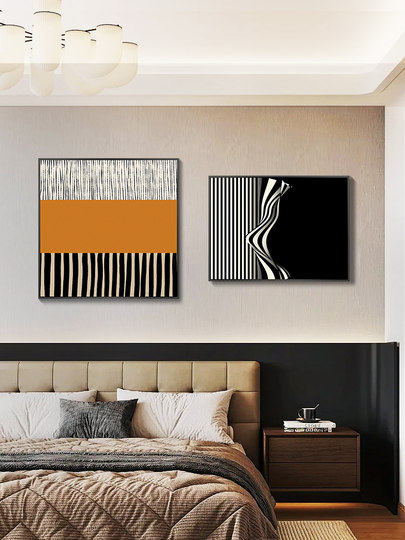 Abstract modern bedroom bedside decoration painting, high-end master bedroom art hanging painting, light luxury and high-end second bedroom wall mural