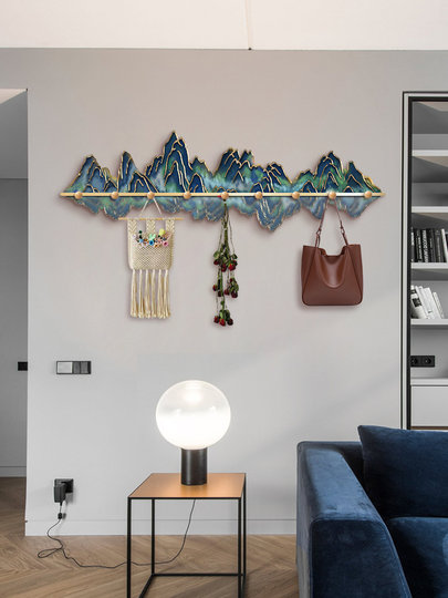 Thousands of Miles of Rivers and Mountains Clothes Hooks No Punching Fixed Wall Hanging New Chinese Style Wall Clothes Hangers Clothes Hooks Entrance