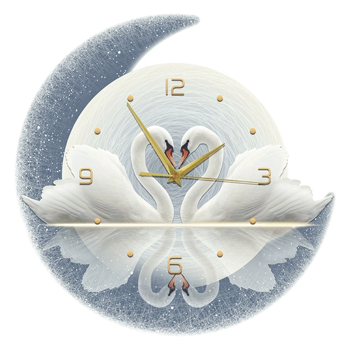 Декоративная живопись для ресторана, современный свет, роскошный фон для гостиной, настенные часы, светодиодные светящиеся настенные часы, лебединые часы, столовая, висящая картина