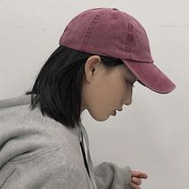 ins hat female cap soft top Korean version of Joker washed solid color baseball cap casual couple Japanese tide