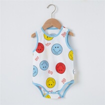 Baby jumpsuit sleeveless cotton summer thin men and women baby triangle ha clothes climbing clothes newborn shirt clothes