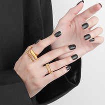 European and American personality ring female ins tide cold wind Net red food Ring fashion geometric metal texture joint ring