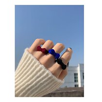Cute girly velvet ring retro Japanese and Korean flocking bow open ring niche French sweet autumn and winter