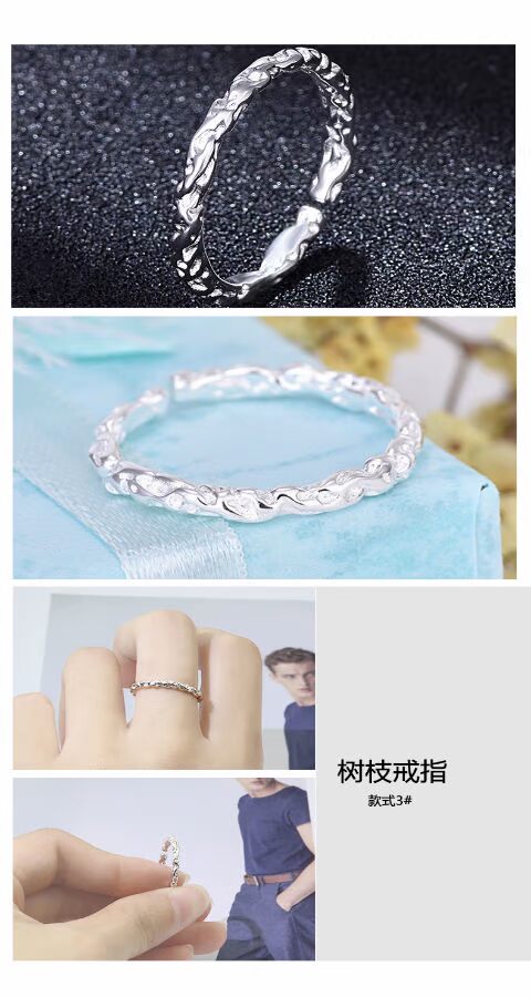S925 sterling bạc nhẫn nữ sáu cánh mở chỉ số nhẫn Nhật Bản và Hàn Quốc đơn giản nhịp tim nhẫn nhẫn sinh viên trang sức thủy triều nhẫn đồng xu