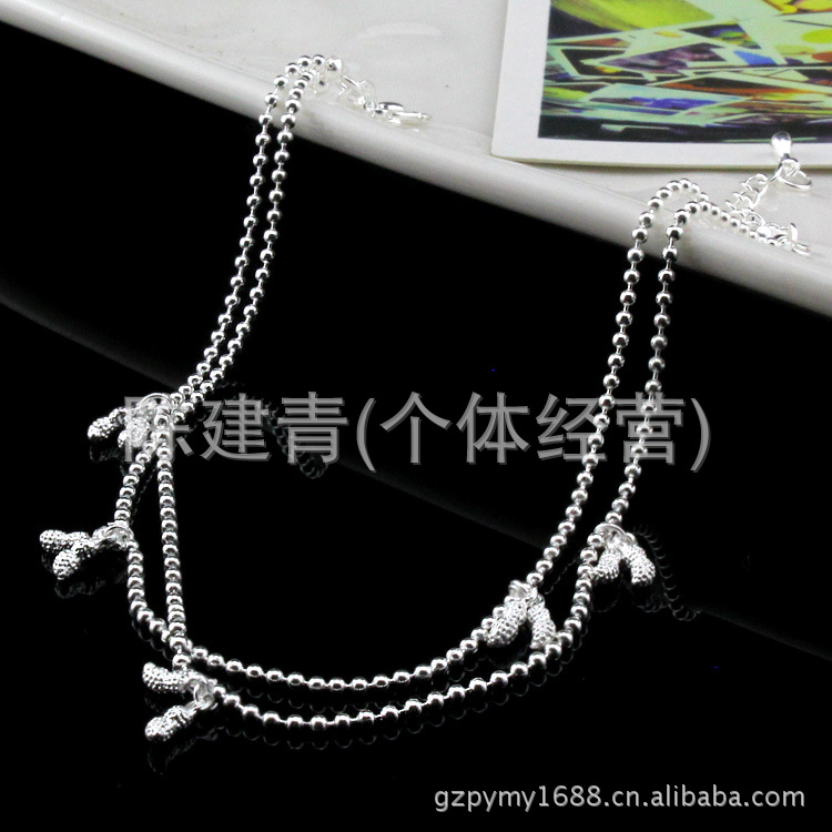 S925 sterling silver vòng chân Hàn Quốc thời trang chuông đơn giản vòng chân nữ trang sức bạc năm nay sợi dây màu đỏ vòng chân