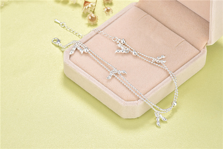 925 sterling silver vòng chân nữ hoang dã tình yêu Hàn Quốc phiên bản của các đơn giản chuông stars đồ trang sức bạc Sen Sở của bạn gái món quà sinh viên