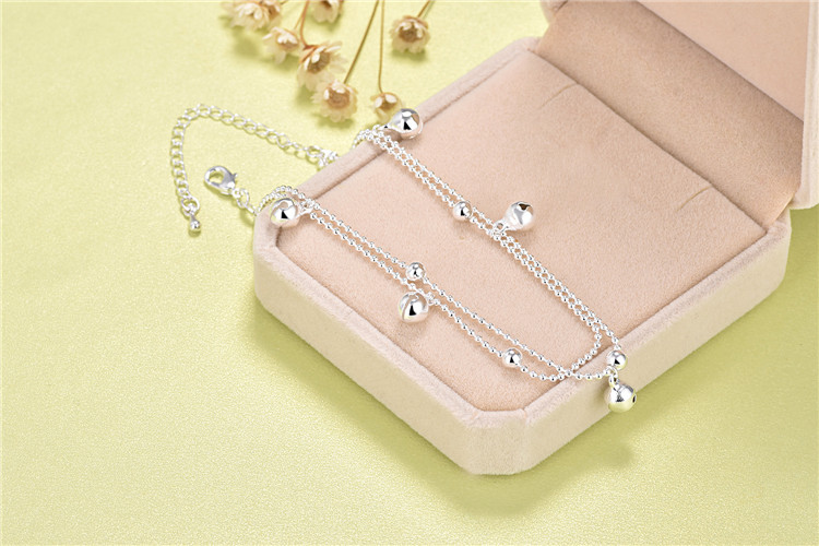 925 sterling silver vòng chân nữ hoang dã tình yêu Hàn Quốc phiên bản của các đơn giản chuông stars đồ trang sức bạc Sen Sở của bạn gái món quà sinh viên