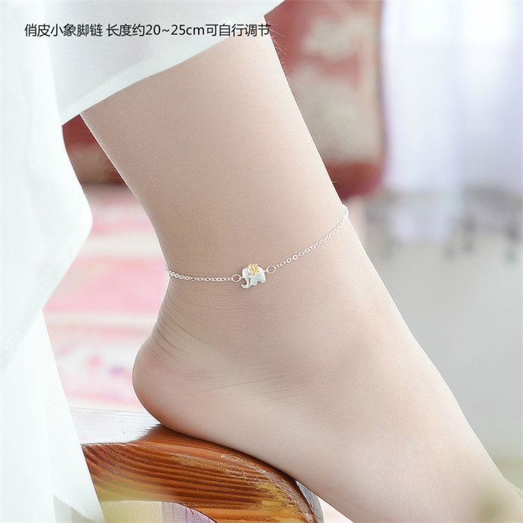 925 sterling silver vòng chân nữ hoang dã tình yêu Hàn Quốc phiên bản của các đơn giản chuông stars đồ trang sức bạc Sen Sở của bạn gái món quà sinh viên