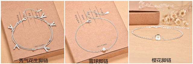 925 sterling silver vòng chân nữ hoang dã tình yêu Hàn Quốc phiên bản của các đơn giản chuông stars đồ trang sức bạc Sen Sở của bạn gái món quà sinh viên