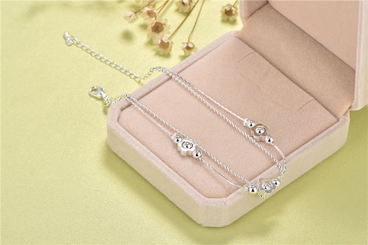 925 sterling silver vòng chân nữ hoang dã tình yêu Hàn Quốc phiên bản của các đơn giản chuông stars đồ trang sức bạc Sen Sở của bạn gái món quà sinh viên